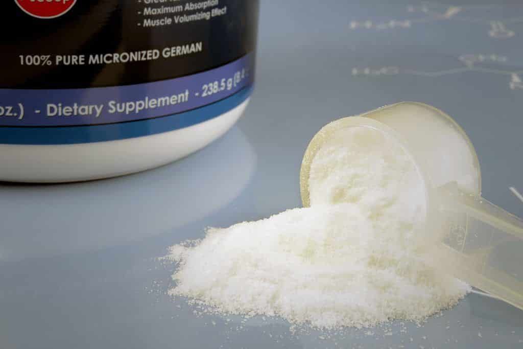 Best creatine for men: A close-up of white powder.