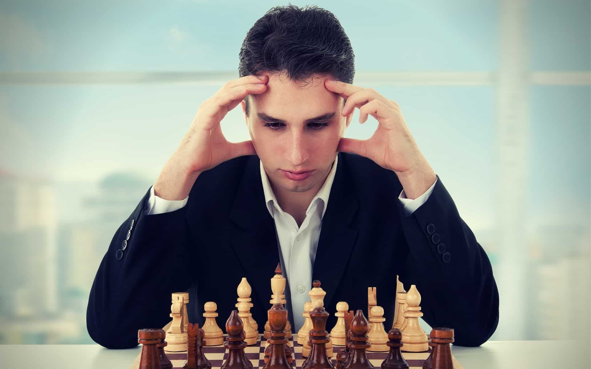 Estrogen Dominance Serious man thinks on game of chess
