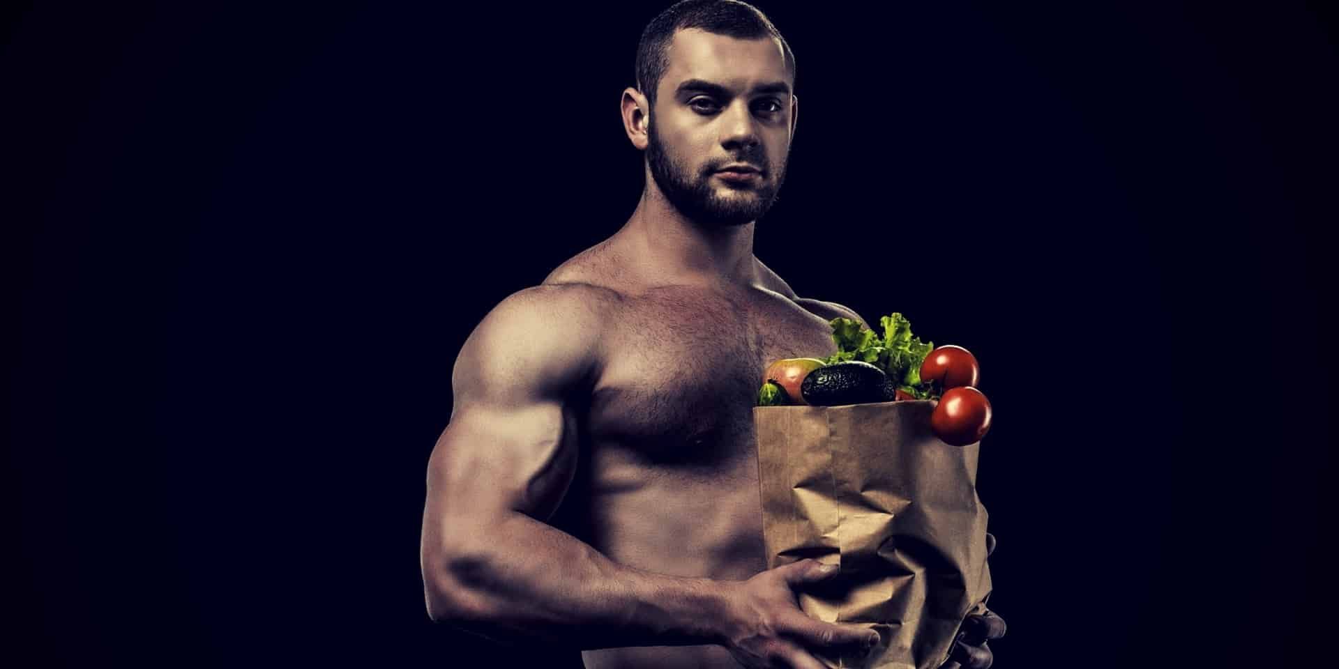 Testosterone Diet Shirtless man with healthy food