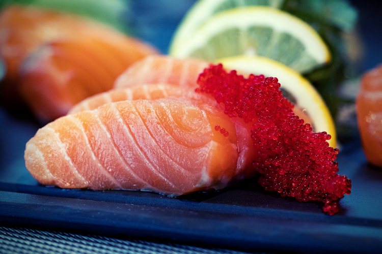 Close-up photo of sliced salmon
